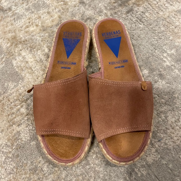 Verbenas Shoes - Verbenas Leather Slide Sandals Pink Comfortable Slip On Sz 40/US 9 Made in Spain